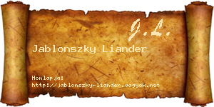 Jablonszky Liander névjegykártya